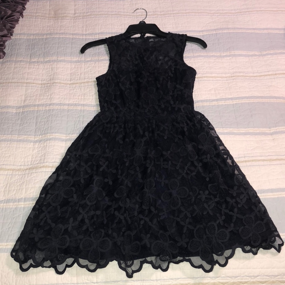 Navy blue lace mesh dress